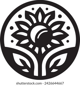 A sunflower Silhouette vector icon Illustration	