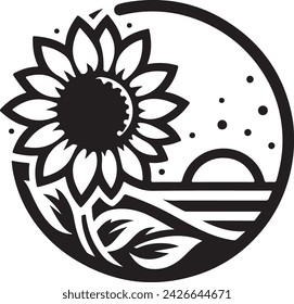 A sunflower Silhouette vector icon Illustration	