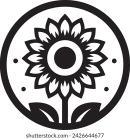 A sunflower Silhouette vector icon Illustration	