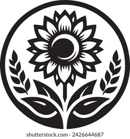 A sunflower Silhouette vector icon Illustration	