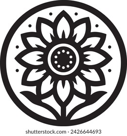 A sunflower Silhouette vector icon Illustration	