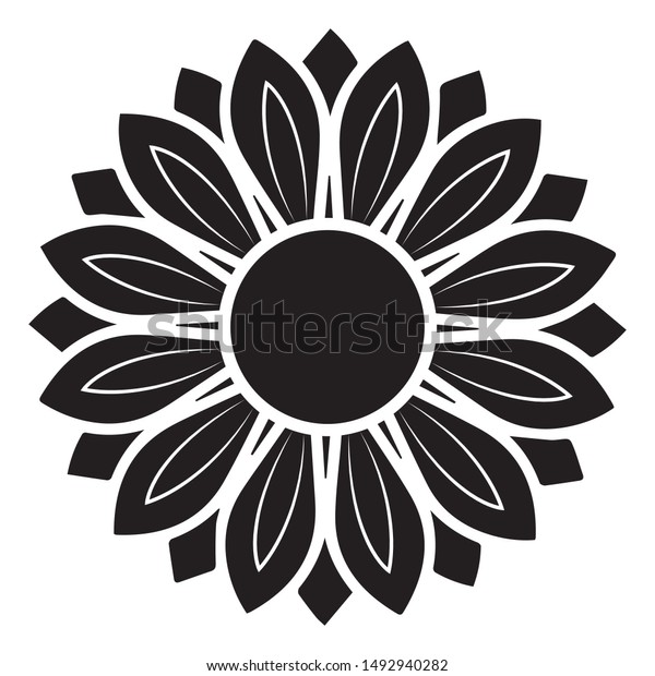 Download Sunflower Silhouette Vector Illustration Black Color Stock ...