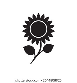 Silhueta de girassol vetor ilustração sobre fundo branco