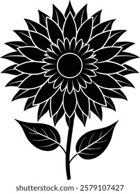Sunflower Silhouette Vector on isolated background