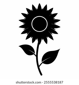 Sunflower silhouette vector on white background