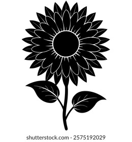 sunflower silhouette vector on white background

