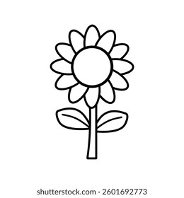 Sunflower silhouette vector symbol for coloring, isolated on white background