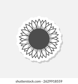 Sunflower simple icon sticker isolated on gray background