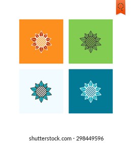 Sunflower. Single Flat Autumn Icon . Simple and Minimalistic Style. Vector