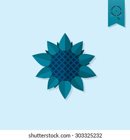 Sunflower. Single Flat Autumn Icon . Simple and Minimalistic Style. Vector