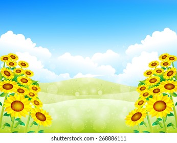 Sunflower Sky Background Stock Vector (Royalty Free) 268886111 ...