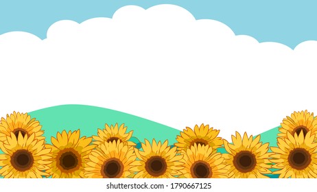 Sunflower and sky background illustration material