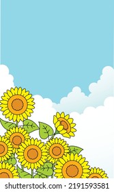 Material de ilustración de girasol y cielo.