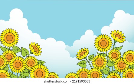 Sunflower and sky illustration material.