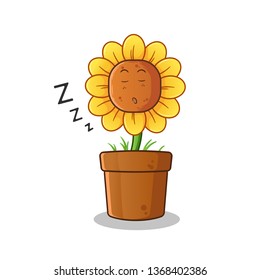 sunflower sleeps mascot vector cartoon illustration
