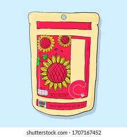 Sunflower Snack is hand drawn in vector.