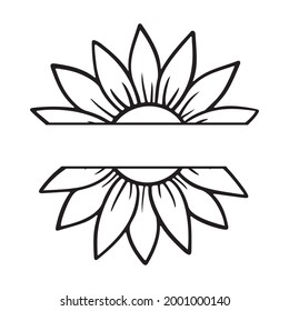 Sunflower Split Monogram Flower Silhouette Vector Stock Vector (Royalty ...