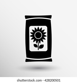 Sunflower sprout from soil vector logo concept farm icon seeds