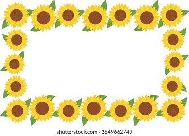 Sunflower square frame illustration 02