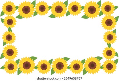 Sunflower square frame illustration, summer frame