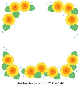 Sunflower square frame / White background