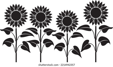 
Sunflower Stem Black and white. Vector illustration. 
