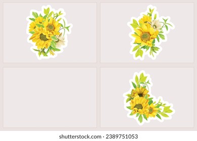 sunflower sticker and bouquet arrangement design