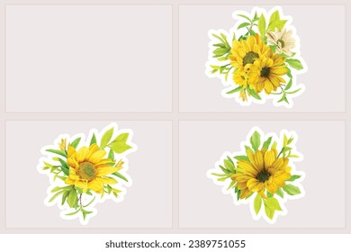 sunflower sticker and bouquet arrangement design