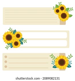 Sunflower sticker with note or label. Illustration about note for graphic  content, decoration, greeting card. 