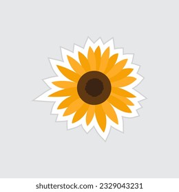 Sticker de girasol sobre fondo gris.