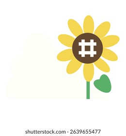 Sunflower and summer cloud flat illustration