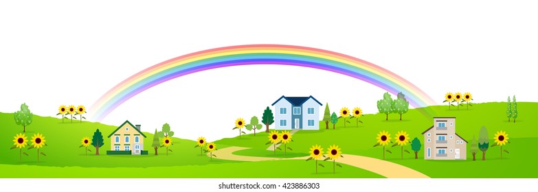 Sunflower summer landscape background