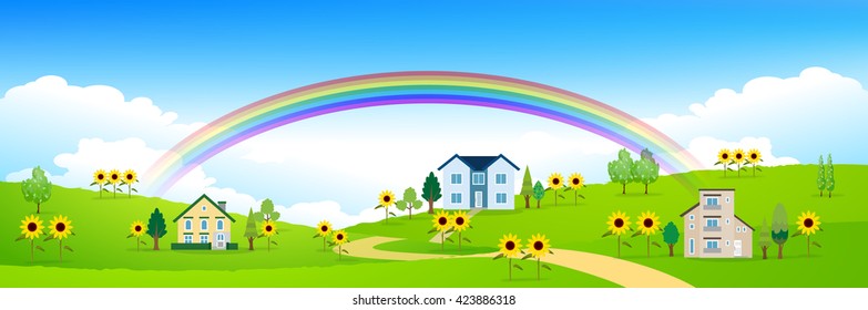
Sunflower summer landscape background