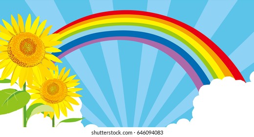 Sunflower summer landscape background