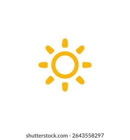 Sunflower Sun Icon With Ring. Great For Summer Vacations, July Heat, June Holidays, And Weather Signs. Looks Like Yellow Flower Or Bright Sun. Vector Illustration