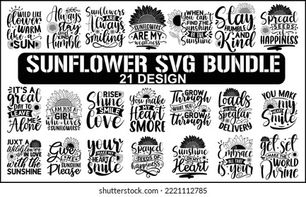 SUNFLOWER svg Design Bundle, Sunflower t shirts and svg design Bundle, svg Files for Cutting Cricut and Silhouette, EPS 10 svg