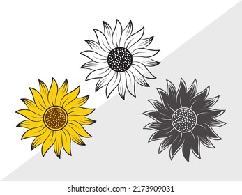 Sunflower SVG Printable Vector Illustration