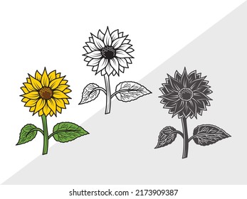 Sunflower SVG Printable Vector Illustration