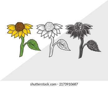 Sunflower SVG Printable Vector Illustration