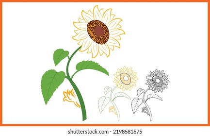 Sunflower SVG Printable Vector Illustration.