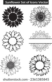 Sunflower SVG Set, Floral, Bundle, T-shirt, Vinyl, Vector, Graphic, Cricut, Silhouette, Digital svg