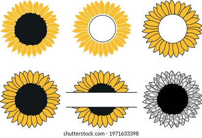 Sunflower svg vector Illustration isolated on white background. svg