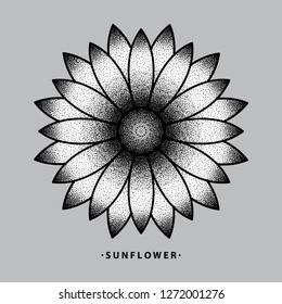 sunflower tattoo design, vector EPS 10