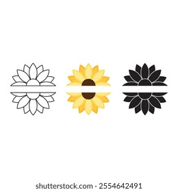 Sunflower Text Frame Set Vector Design.
