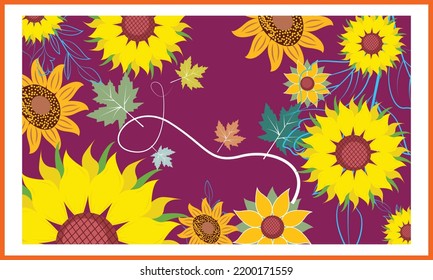 Sunflower Theme Vector SVG Illustration.