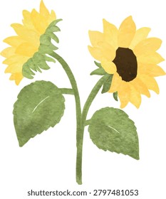 sunflower tree dwarf watercolor cute decoration