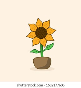 A sunflower tree with pots