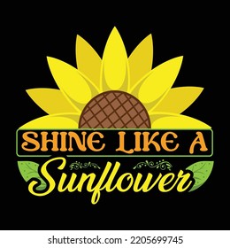 Sunflower t-shirt design vector template