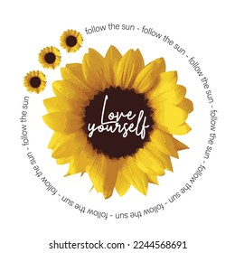 sunflower tshirt print. placement flower print. tee print with sunflower. slogan print for tshirt