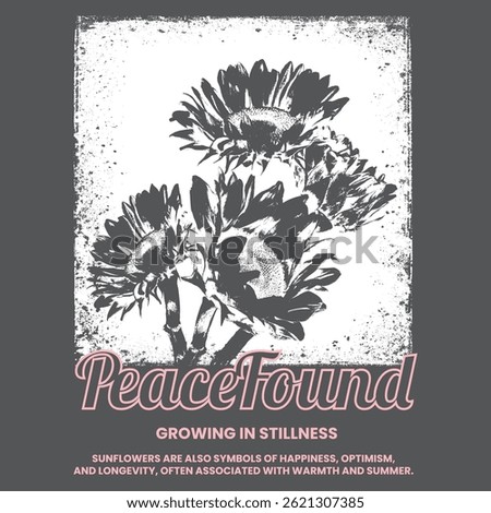 sunflower and typography beautiful graphic tee print illustration design tshirt vintage nature and bloom